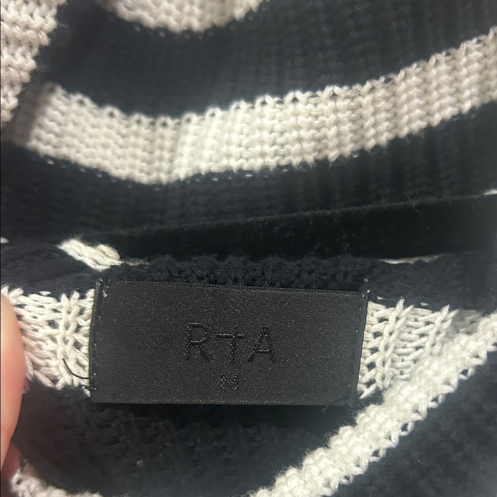 RtA Black and White Striped Cowl Neck Sweater - Picture 2 of 4